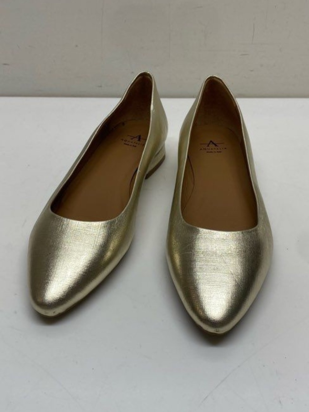 Metallic Leather Ballerina Flats
